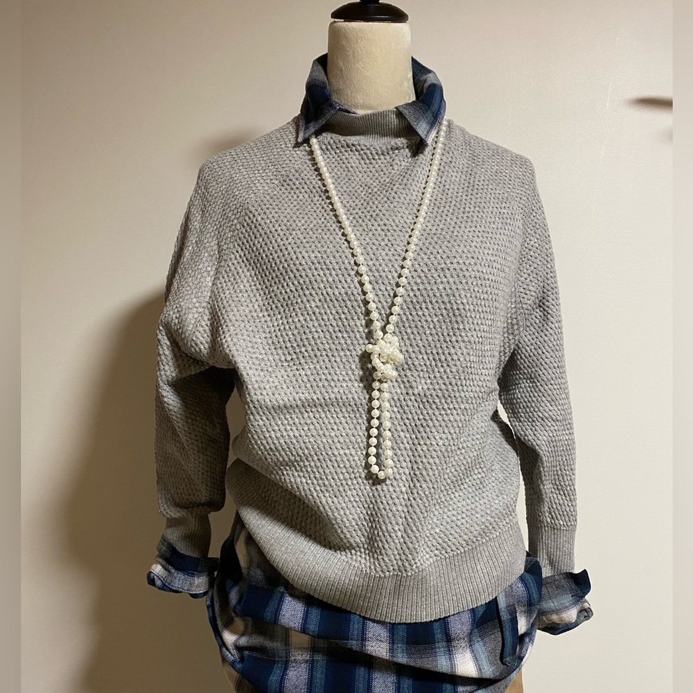 Prologue Light Gray Waffle-Knit Women's Sweater